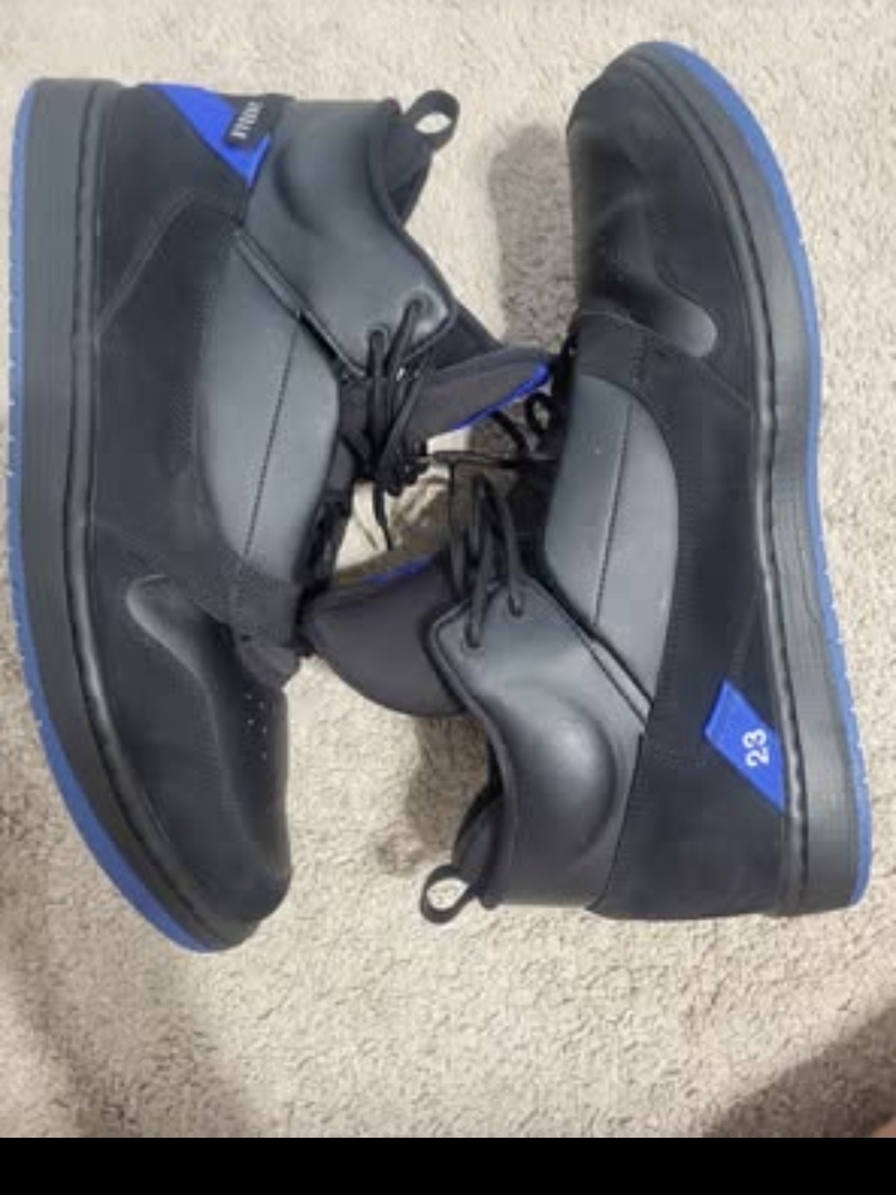 Jordan Men’s Black and Royal Blue High-Top Athletic Sneakers